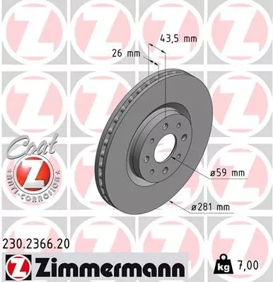Remschijf ZIMMERMANN 230.2366.20)