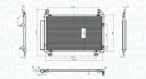 Condensor, airconditioning MAGNETI MARELLI 350203837000)
