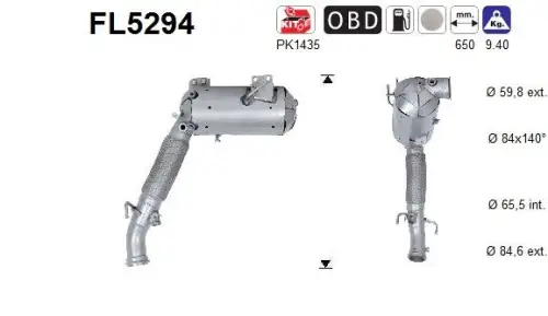FILTR CZĄSTEK STAŁYCH DPF BMW X2 20SD 2,0TD EURO 6 AS FL5294)
