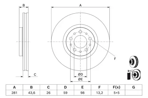 TARCZA HAM. FIAT P. TIPO 1,0-1,6 20- BOSCH 0 986 479 J45)
