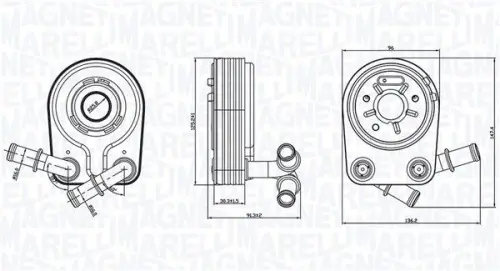Oliekoeler, motorolie MAGNETI MARELLI 350300000100)