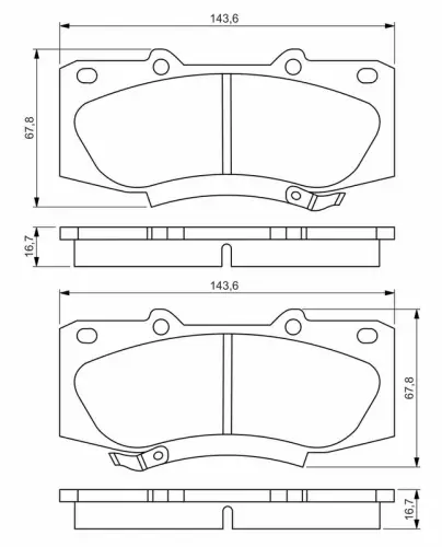 KLOCKI HAM. TOYOTA P. HILUX 2,4-3,0 D-4D 4WD 05- BOSCH 0 986 495 352)