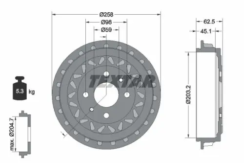 BĘBEN HAM. FIAT T. 500 ELECTRIC 10- BEZ ŁOŻYSKA TEXTAR 94050500)