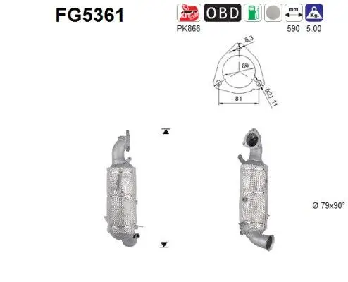 FILTR CZĄSTEK STAŁYCH GPF PEUGEOT 1,6 PURETECH EURO 6 AS FG5361)
