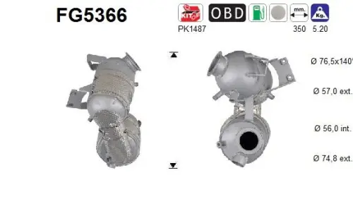 FILTR CZĄSTEK STAŁYCH GPF VAG 1,5TSI/1,5ETSI EURO 6 AS FG5366)