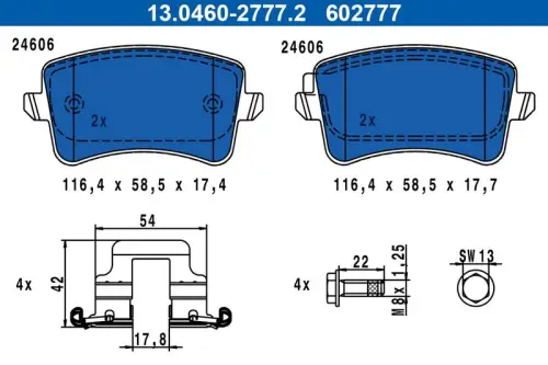 KLOCKI HAM. AUDI T. A4/A5/Q5 1,8-3,2 07-17 ATE 13.0460-2777.2)