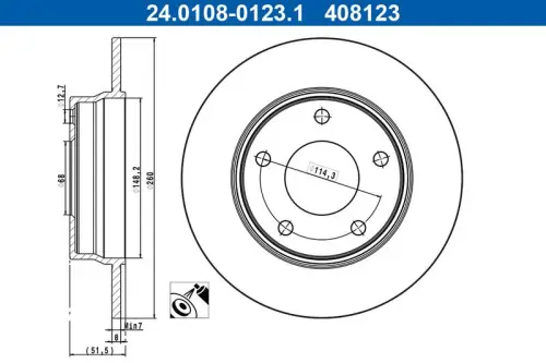 TARCZA HAM. RENAULT T. ARKANA 1,3-1,6 20- ATE 24.0108-0123.1)