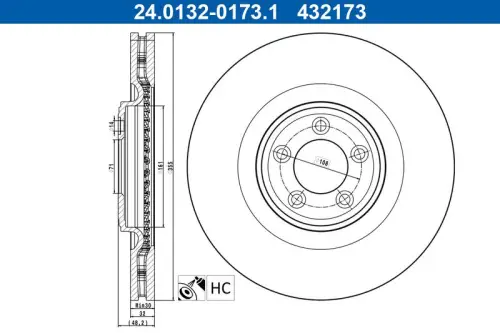 TARCZA HAM. JAGUAR P. F-TYPE/XF/XJ 2,0-5,0 08- ATE 24.0132-0173.1)