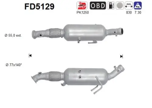 FILTR CZĄSTEK STAŁYCH DPF VW CRAFTER 2,5 TDI EURO 5 AS FD5129)