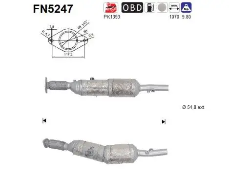 FILTR CZĄSTEK STAŁYCH DPF RENAULT TALISMAN/MEGANE IV 1,6DCI EURO 6 AS FN5247)
