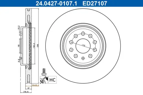 TARCZA HAM. AUDI P. Q4 E-TRON 21- ATE 24.0427-0107.1)