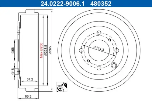 BĘBEN HAM. NISSAN T. NV200 1,5 DCI/1,6 16V 10- ATE 24.0222-9006.1)