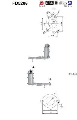 FILTR CZĄSTEK STAŁYCH DPF MAZDA 2,2D 3/6 EURO 6 AS FD5266)