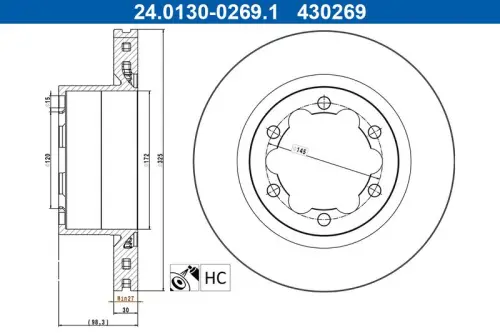 TARCZA HAM. VW T. CRAFTER/GRAND CALIFORNIA 2,0 TDI 16- ATE 24.0130-0269.1)