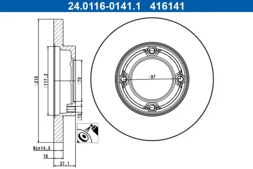 TARCZA HAM. PIAGGIO P. PORTER 1,0-1,3/1,4 D 94- ATE 24.0116-0141.1)