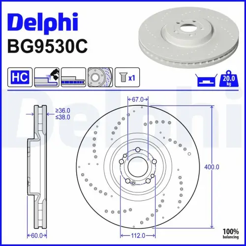 TARCZA HAM. DB T. GLE/GLS C167/V167/X167 2,0-4,0 18- DELPHI BG9530C)
