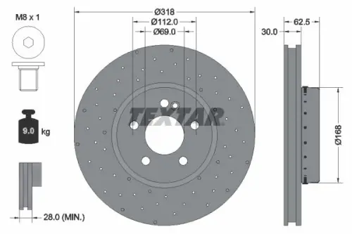 TARCZA HAM. DB P. W205/S205/C205/A205 1,5-2,2 14-23 TEXTAR 92358225)