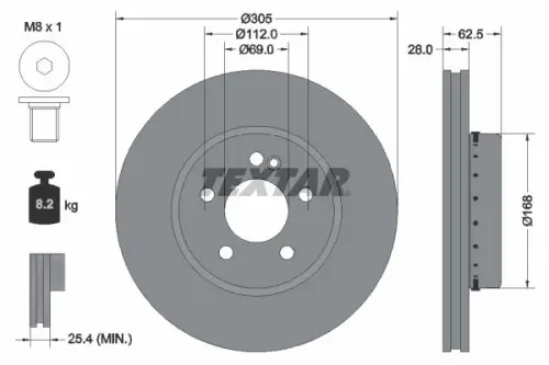 TARCZA HAM. DB P. W205/S205/C205/C238/A205/W213 1,5-2,2 14-23 TEXTAR 92357825)