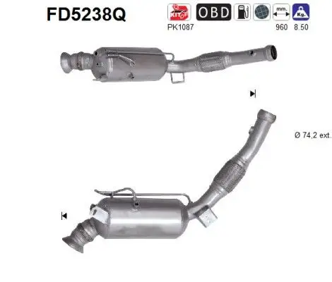 FILTR CZĄSTEK STAŁYCH DPF EURO 6 AS FD5238Q)