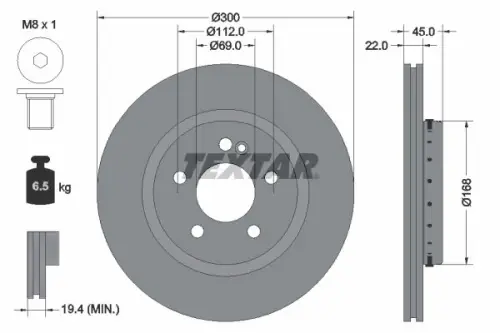 TARCZA HAM. DB T. C236/W206/W214 1,5-3,0 21- TEXTAR 92359125)