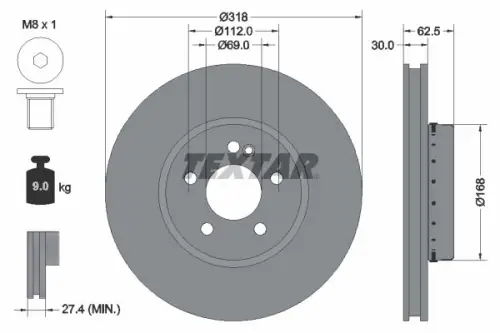 TARCZA HAM. DB P. W205/S205/A205 1,5-2,2 14-23 TEXTAR 92358825)