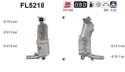 FILTR CZĄSTEK STAŁYCH OPEL CORSA E 1,3CDTI EURO 6 AS FL5218)