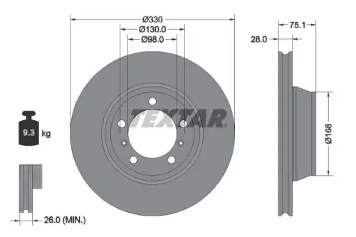 TARCZA HAM. PORSCHE T. PANAMERA 2,9-4,0 16-23 PR TEXTAR 92345805)