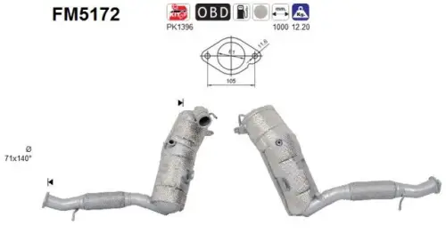 FILTR CZĄSTEK STAŁYCH DPF FORD TRANSIT 2,0TDCI FWD EURO 6 AS FM5172)