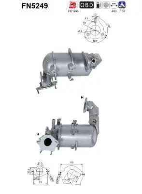 FILTR CZĄSTEK STAŁYCH DPF RENAULT MEGANE IV/TALISMAN 1,6DCI EURO 6 AS FN5249)