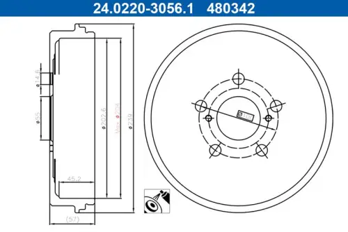 BĘBEN HAM. TOYOTA T. YARIS 1,0-1,5 20- ATE 24.0220-3056.1)