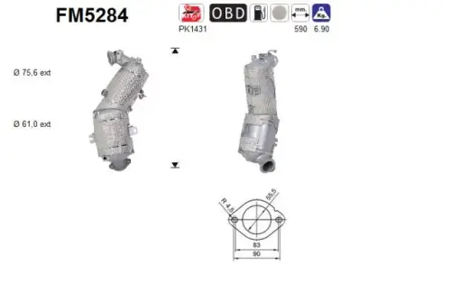 FILTR CZĄSTEK STAŁYCH FIAT 1,3M-JET DOBLO/FIORINO/TIPO EURO 6 SCR AS FM5284)