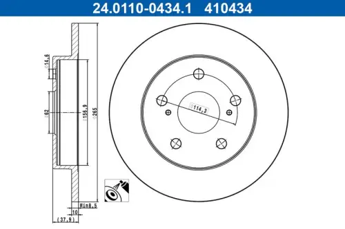 TARCZA HAM. TOYOTA T. YARIS CROSS 1,5 HYBRID 20- ATE 24.0110-0434.1)
