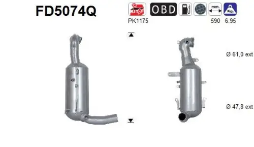 FILTR CZĄSTEK STAŁYCH DPF EURO 5 AS FD5074Q)