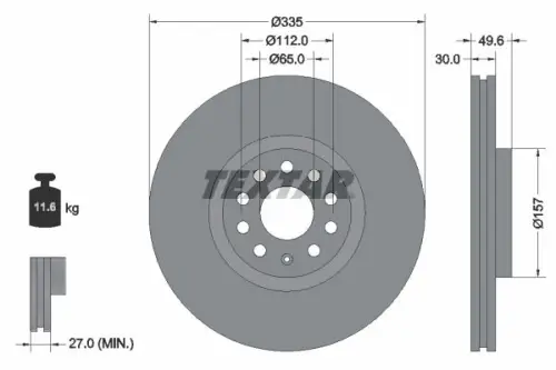 TARCZA HAM. VW P. ATLAS 3,6 FSI 4MOTION 19- TEXTAR 92319205)