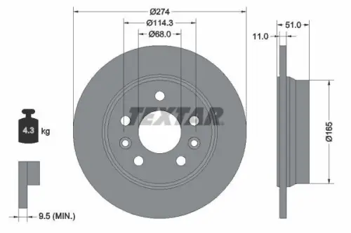 TARCZA HAM. RENAULT T. KANGOO 1,3 TCE/1,5 BLUE DCI 21- TEXTAR 92352803)