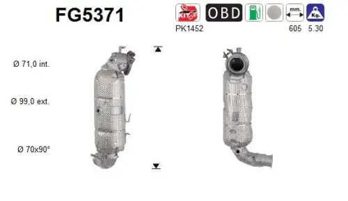 FILTR CZĄSTEK STAŁYCH GPF CITROEN 1,2 PURETECH EURO 6 AS FG5371)