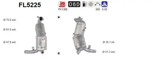 FILTR CZĄSTEK STAŁYCH FIAT 1,3M-JET TIPO/QUBO/DOBLO EURO 6 (Z KATALIZATOREM NOX) AS FL5225)