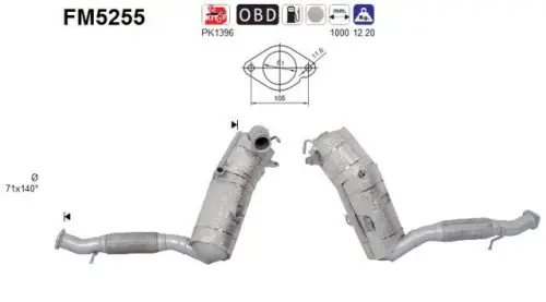 FILTR CZĄSTEK STAŁYCH DPF FORD TRANSIT 2,0 ECOBLUE FWD EURO 6 AS FM5255)