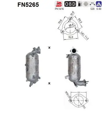 FILTR CZĄSTEK STAŁYCH DPF KIA SPORTAGE/HYUNDAI TUCSON 2,0CRDI 2WD EURO 6 AS FN5265)