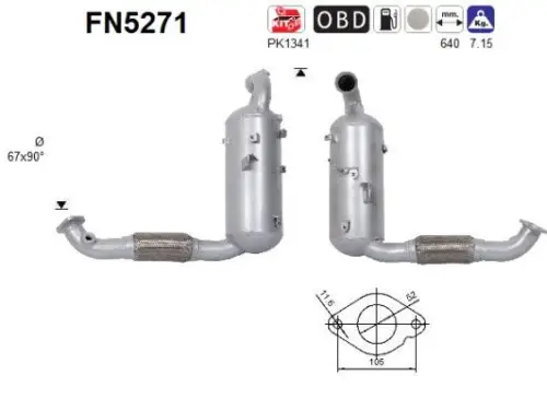 FILTR CZĄSTEK STAŁYCH DPF FORD FOCUS III 1,5TDCI EURO 6 AS FN5271)