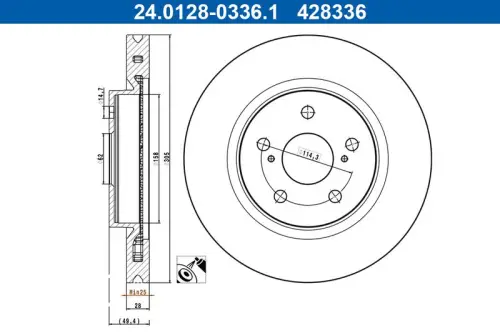 TARCZA HAM. TOYOTA P. CAMRY/COROLLA/RAV 4 1,8-2,5 17- ATE 24.0128-0336.1)