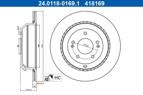 TARCZA HAM. KIA T. SORENTO 2,0-3,5 D 15-20 ATE 24.0118-0169.1)