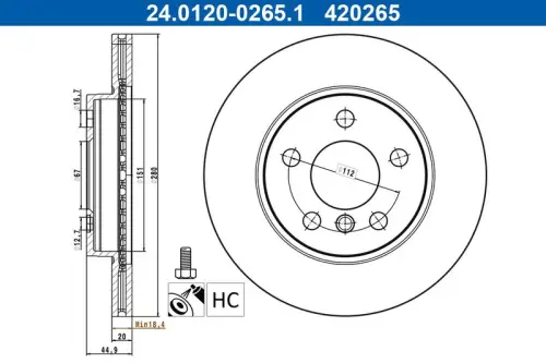 TARCZA HAM. BMW P. I3 ELECTRIC 13- ATE 24.0120-0265.1)