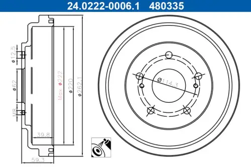 BĘBEN HAM. SUZUKI T. SX4 1,5-2,0 06- BEZ ŁOŻYSKA ATE 24.0222-0006.1)