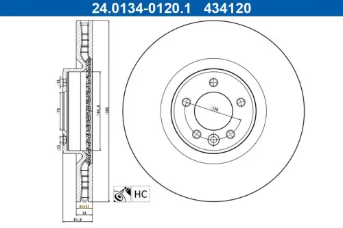 TARCZA HAM. LAND ROVER P. RANGE ROVER 2,0-5,0 4X4 09-22 ATE 24.0134-0120.1)