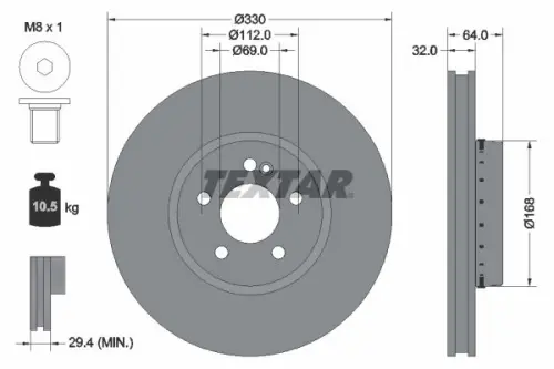 TARCZA HAM. DB P. C254/X254/W206/W214/S214 1,5-3,0 21- TEXTAR 92359025)