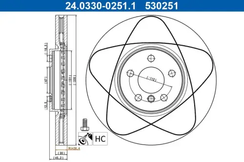 TARCZA HAM. MINI P. COOPER 2,0 15- POWER DISC ATE 24.0330-0251.1)