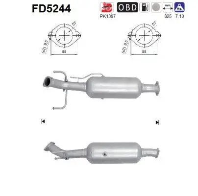 FILTR CZĄSTEK STAŁYCH DPF OPEL MOKKA/TRAX 1,7CDTI EURO 5 AS FD5244)