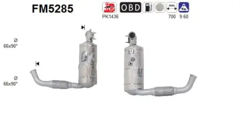 FILTR CZĄSTEK STAŁYCH DPF FORD TRANSIT/TOURNEO/KUGA III 1,5 ECOBLUE EURO 6 AS FM5285)