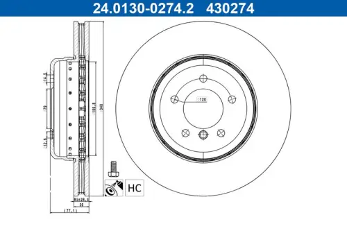 TARCZA HAM. BMW P. 5/6 2,5-4,8 03-10 ATE 24.0130-0274.2)